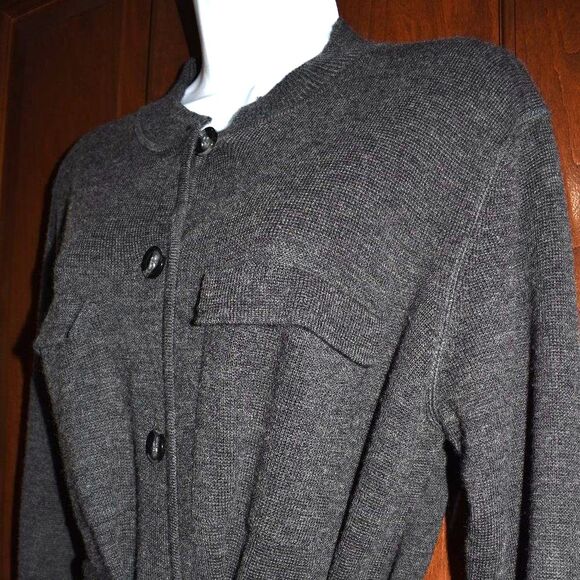 Harve Benard Wool Blend Long Gray Sweater Jacket Size Small Dark Academia - Picture 3 of 16